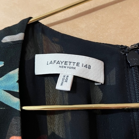 Lafayette 148 | Nia Blooming Eden Silk Midi Dress Pleated Tie Waist Size M - Picture 3 of 15